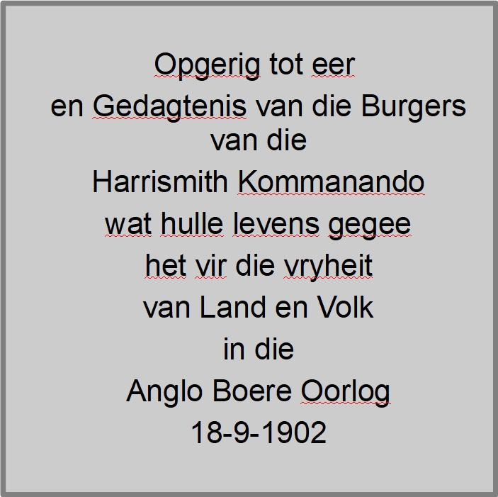 Harrismith burger monument I text